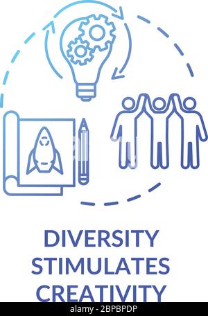 Diversity stimulates creativity blue gradient concept icon Stock Vector