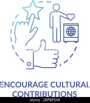 Encourage cultural contribution blue gradient concept icon Stock Vector