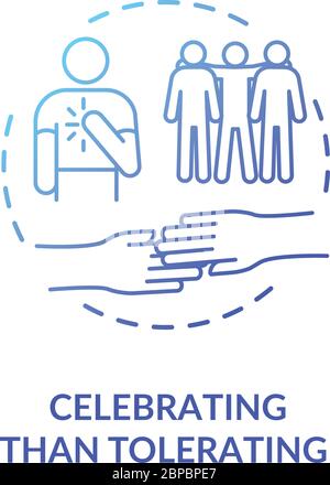 Celebrating than tolerating blue gradient concept icon Stock Vector