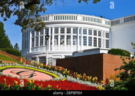 White Sulphur Springs, West Virginia / USA - August 8, 2018: The Greenbrier is a luxury resort located near White Sulphur Springs WV and is Home of th Stock Photo