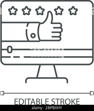 Testimonial video pixel perfect linear icon Stock Vector