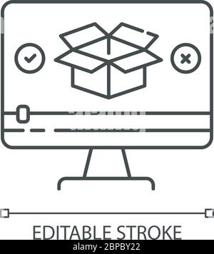 Product video pixel perfect linear icon Stock Vector