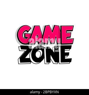 Kids zone comic text badge on splash sticker. Stock Vector