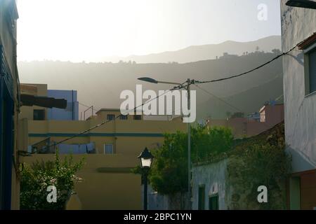 Santa Cruz de La Palma in backlighting Stock Photo