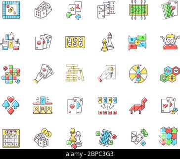 Board games RGB color icons set Stock Vector