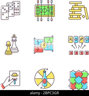 Party games RGB color icons set Stock Vector