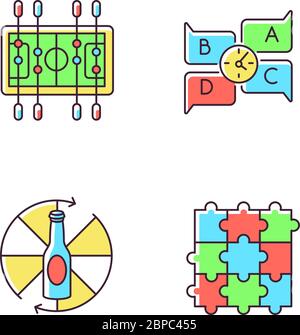 Friendly party games RGB color icons set Stock Vector