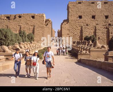 Avenue of ram-headed sphinxes at Karnak Temple Complex, El-Karnak, Karnak Governorate, Republic of Egypt Stock Photo