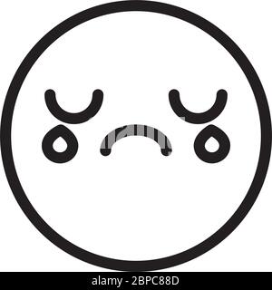 sad emoji crying icon over white background, line style, vector ...