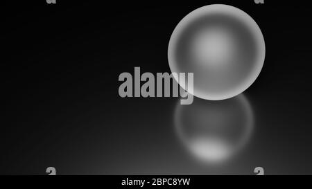 Black and White Translucent Sphere on a Glossy Plate Computer Generated Wallpaper Stock Photo