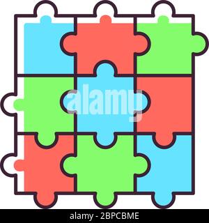 Jigsaw puzzle RGB color icon Stock Vector