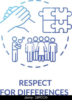 Respect for differences blue gradient concept icon Stock Vector