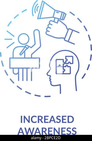 Increased awareness blue gradient concept icon Stock Vector