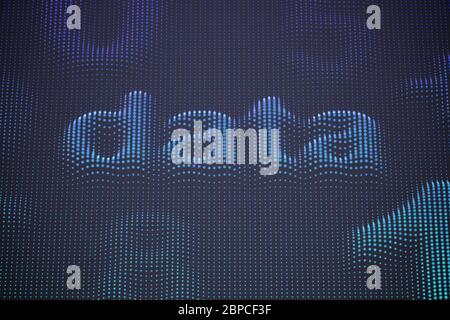 3D word Data with numbers on dotted digital surface. Stock Vector
