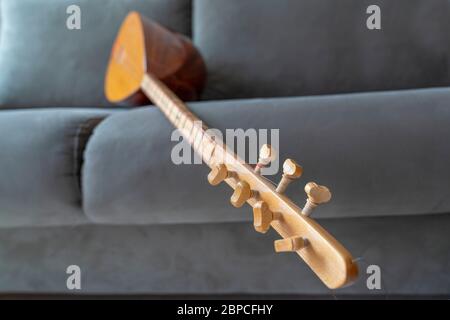 Basic Turkish folk music instrument  baglama, saz. Stock Photo