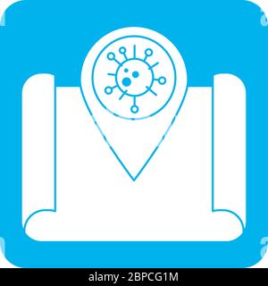 covid 19 coronavirus prevention location pointer map outbreak pandemic vector illustration block style icon Stock Vector