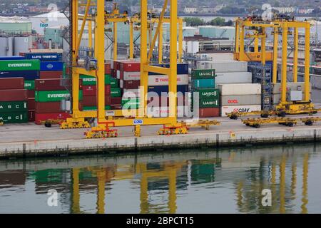 Container Port, Dublin City, County Dublin, Ireland Stock Photo