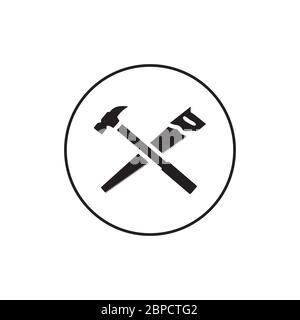handsaw hummer circle lines icon vector on white background Stock Vector