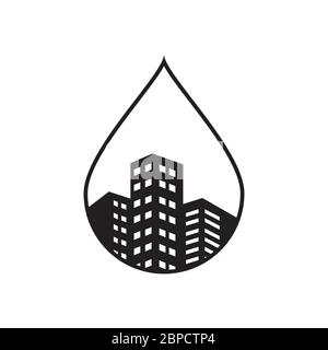 building with water drop concept. cleaning design vector illustration. Stock Vector