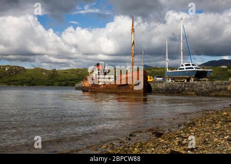 Abandoned Ship, Letterfrack Pier, Connemara, County Galway, Ireland Stock Photo