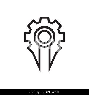 gear work lines icon vector isolated on white background Stock Vector