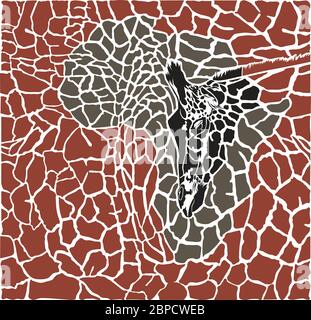 Background with giraffes and the continent of Africa Stock Vector