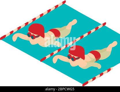 Swimmer man icon, isometric style Stock Vector