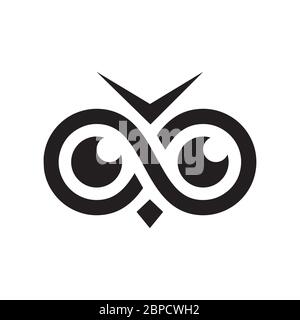 infinity eye owl icon symbol vector isolated on white background Stock Vector