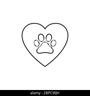 lines heart animal footprint icon vector isolated on white background Stock Vector