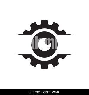 gear with circle eye vector design concept Stock Vector