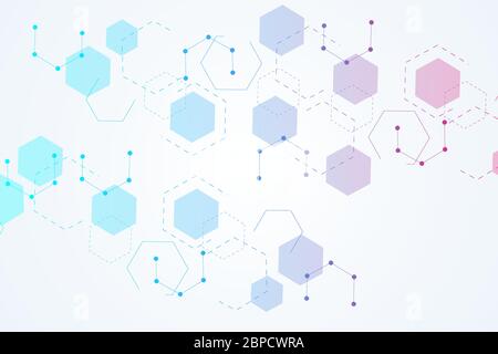 Hexagonal abstract background. Big Data Visualization. Global network connection Stock Vector