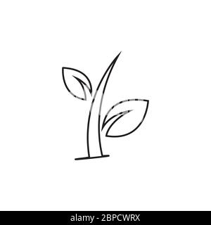growth plants lines icon vector isolated on white background Stock Vector