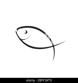 simple fish line icon vector on white background Stock Vector