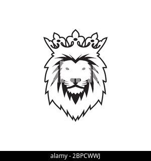 lion head with crown design concept. vector illustration. Stock Vector