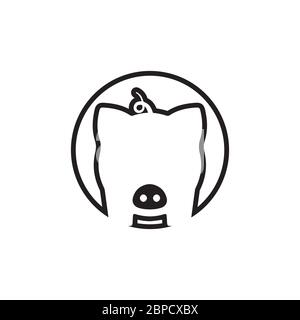 lines pig circle icon vector isolated on white background Stock Vector