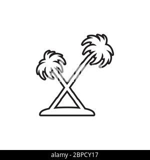 lines palm tree icon vector isolated on white background Stock Vector