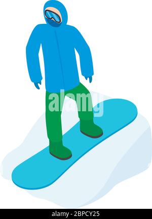 Snowboarder icon, isometric style Stock Vector