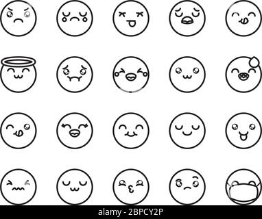 angel emoji and emoji faces icon set over white background, flat style