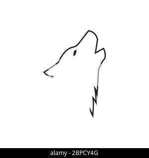 head dog / wolf roar lines icon vector isolated on white background Stock Vector