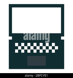 Block pixel rendered laptop keyboard & white display Stock Vector