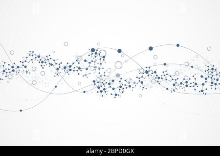 Science network pattern, connecting lines and dots. Technology hexagons structure or molecular connect elements. Stock Vector