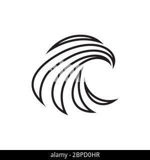 abstract swoosh lines shaped eagle head. creative icon. vector illustration. Stock Vector