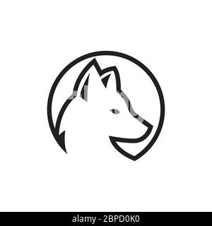 simple line fox icon symbol vector on white background Stock Vector