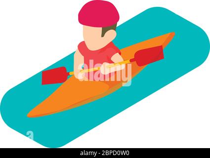 Kayaker man icon, isometric style Stock Vector