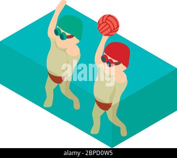 Waterpolo player icon, isometric style Stock Vector