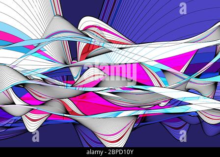 Vector illustration with graphic linear waves and strokes Stock Vector