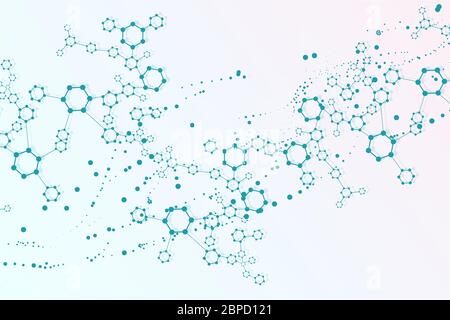 Science network pattern, connecting lines and dots. Technology hexagons structure or molecular connect elements. Stock Vector