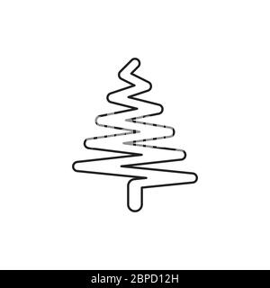 lines simple Christmas tree icon vector on white background Stock Vector