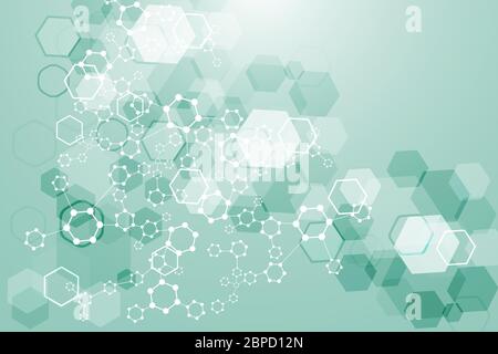 Modern futuristic background of the scientific hexagonal pattern. Virtual abstract background with particle, molecule structure for medical Stock Vector