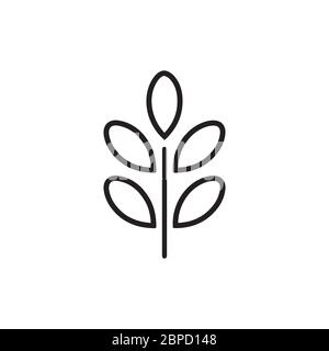 simple lines icon leaf moringa concept isolated on white backgorund Stock Vector